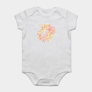 Nautilus Shell Design in Coral and Yellow Paint Pattern Baby Bodysuit